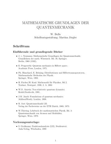 MATHEMATISCHE GRUNDLAGEN DER QUANTENMECHANIK