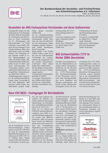 Neue VDE 0833 –Festlegungen für Betriebsbücher Neuwahlen ... - KI