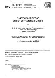Praktikum Chirurgie für Zahnmediziner Wintersemester 2012/2013
