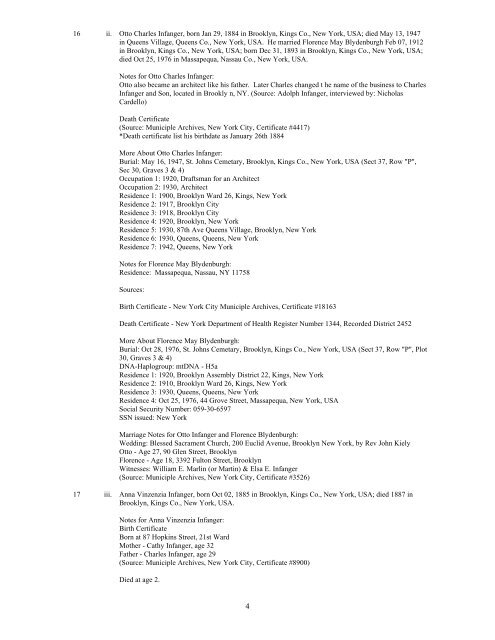 Descendants of Levi Infanger - Cardello Family History