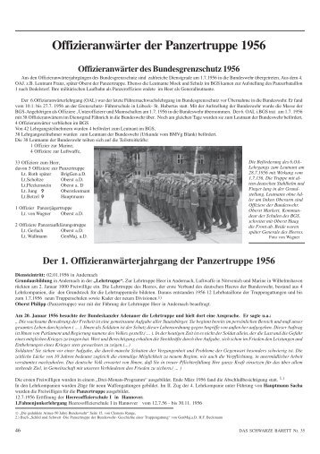 Die ersten freiwilligen Offizieranwärter der Panzertruppe 1956