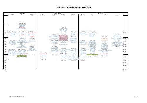 der aktuelle Trainingsplan - BTHV