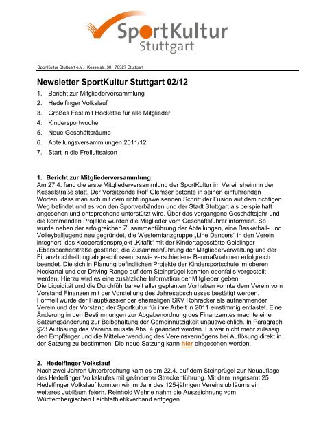 2012-05-07 Newsletter 02/12 - Sportkultur Stuttgart