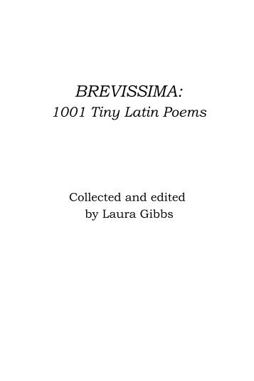 Brevissima: 1001 Tiny Latin Poems - Disticha Latina - Bestiaria ...