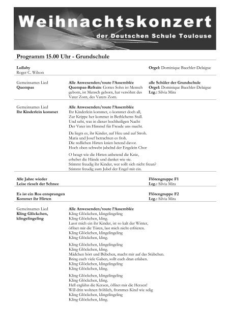 Programm Der Weihnachtsfeier Deutsche Schule Toulouse