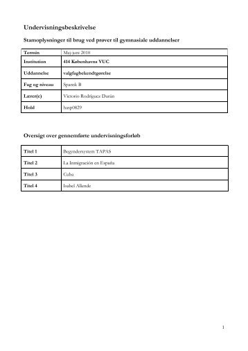 Undervisningsbeskrivelse - KVUC