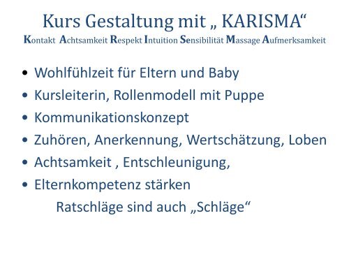 Kurspraxis am Beispiel Babymassage - BFG