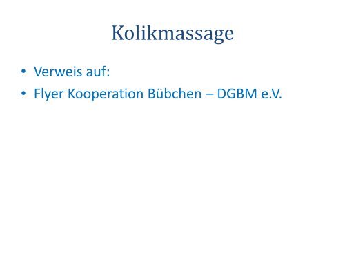 Kurspraxis am Beispiel Babymassage - BFG