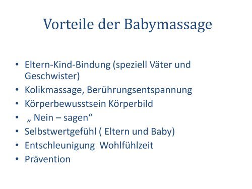 Kurspraxis am Beispiel Babymassage - BFG