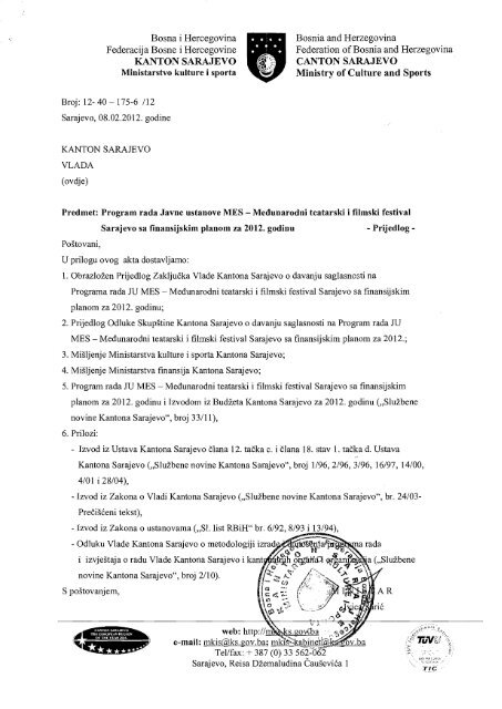 Program MESS.pdf - Skupština Kantona Sarajevo - Vlada Kantona ...