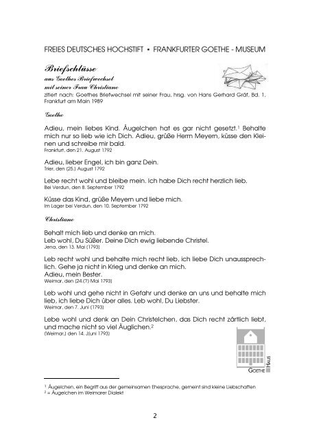 Textsammlung Briefkommunikation - Goethehaus Frankfurt