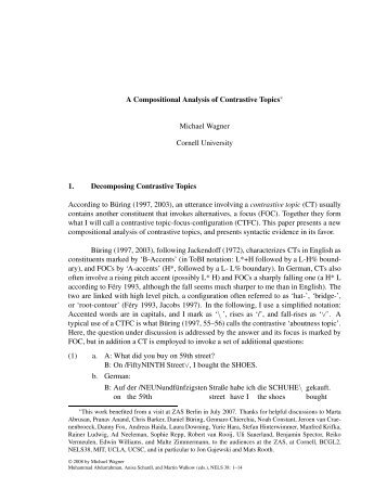 A Compositional Analysis of Contrastive Topics Michael Wagner ...