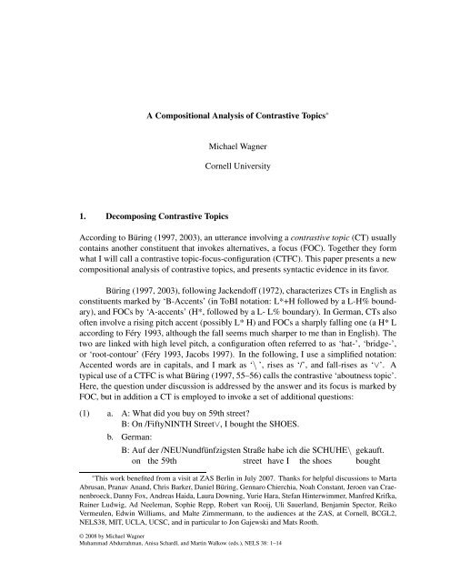 A Compositional Analysis of Contrastive Topics Michael Wagner ...