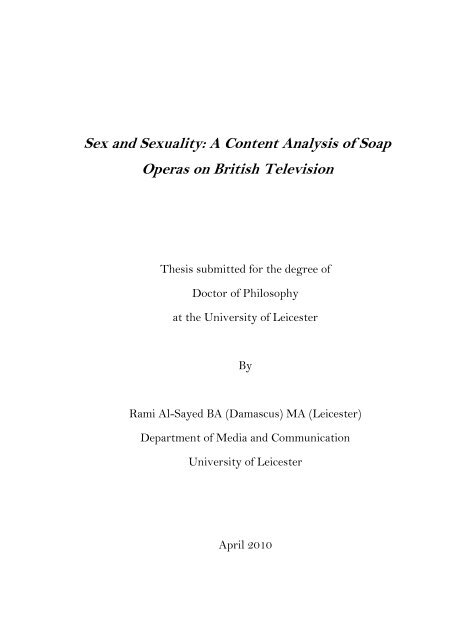 Chapter 4 Sexual Content in Soap Operas - Leicester Research ...