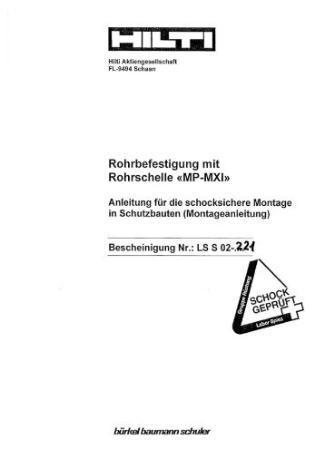 Rohrbefestigung mit Rohrschelle «MP-MXI» - Hilti