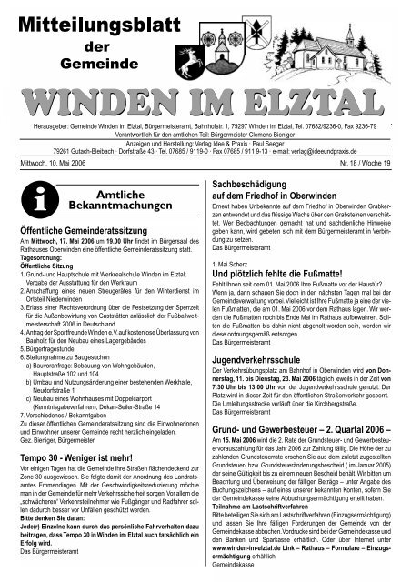 Redaktions- und Anzeigen- schluss - Winden im Elztal