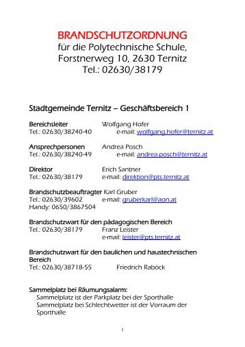Brandschutz - Polytechnische Schule Ternitz - Stadtgemeinde Ternitz