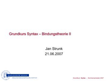 Grundkurs Syntax - Bindungstheorie - Sprachwissenschaftliches ...