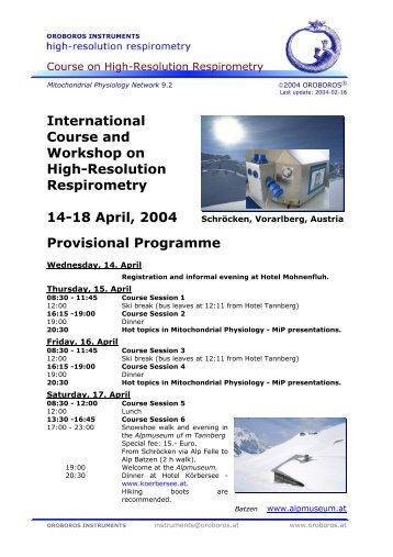 International Course and Workshop on High-Resolution - Oroboros