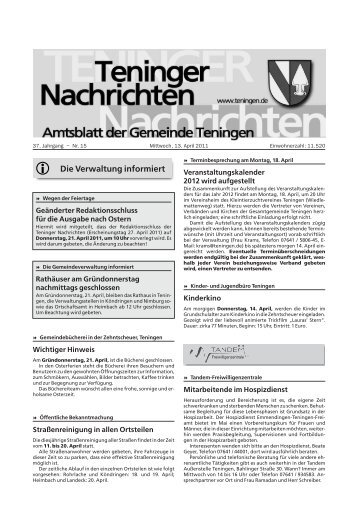 i Die Verwaltung informiert - Teningen