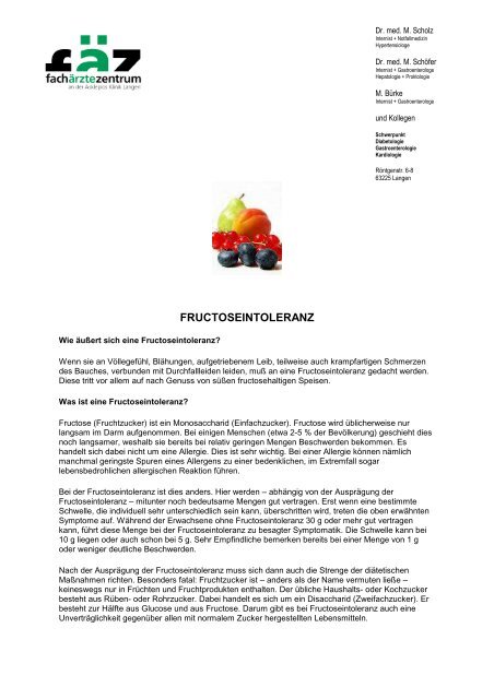 fructoseintoleranz - Internistische Gemeinschaftspraxis Langen
