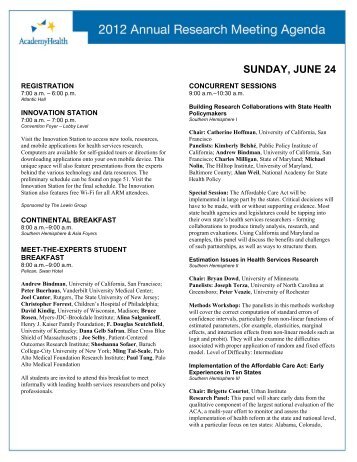 SUNDAY, JUNE 24 - AcademyHealth