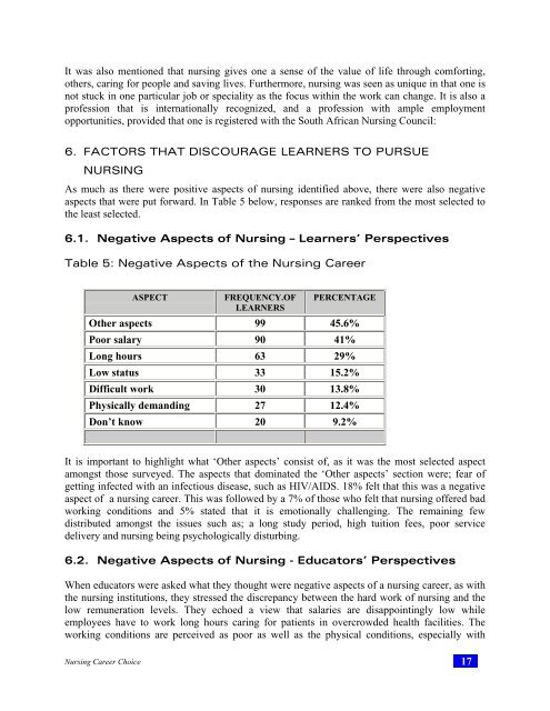 Career Choices in Relation to Nursing - Health Systems Trust