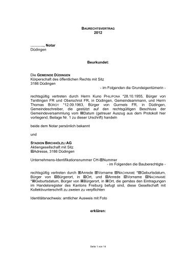 Baurechtsvertrag - Gemeinde Düdingen