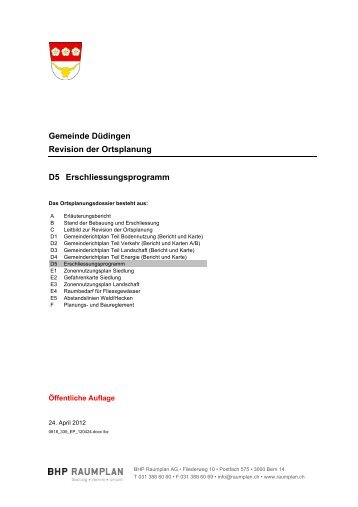 Stand der Erschliessung - Gemeinde Düdingen