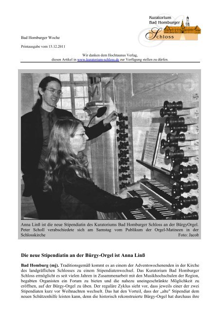 Die neue Stipendiatin an der Bürgy-Orgel ist Anna Linß - Kuratorium ...