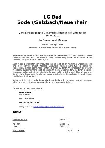 LG Bad Soden/Sulzbach/Neuenhain - LG Bad Soden/Neuenhain ...