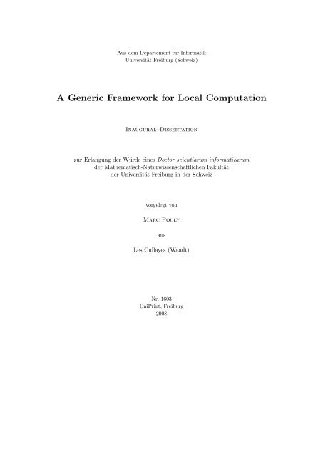 A Generic Framework for Local Computation - eThesis