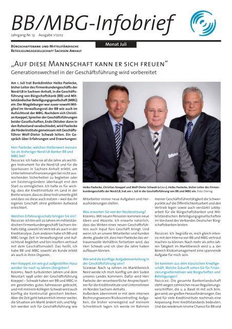 Infobrief Juli 2012 - Bürgschaftsbank Sachsen-Anhalt