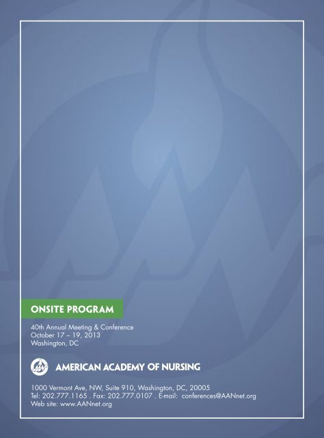 ONSITE PROGRAM - American Academy of Nursing