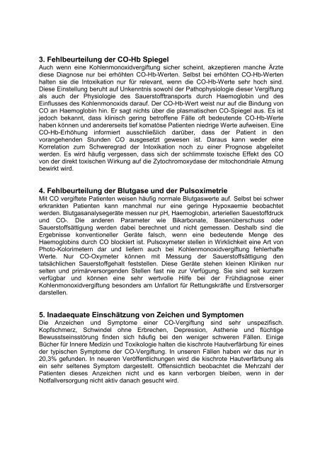 CO Ã¢ÂÂ Vergiftung und Rauchgasintoxikation - Druckkammerzentrum ...