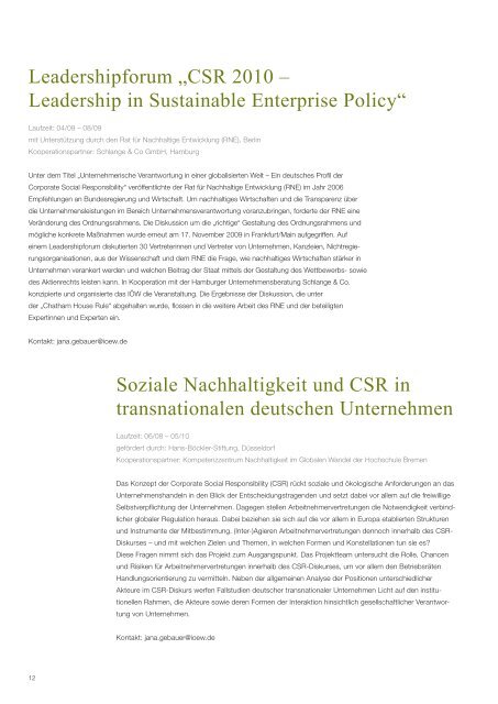 Jahresbericht 2009 - Institut für ökologische Wirtschaftsforschung