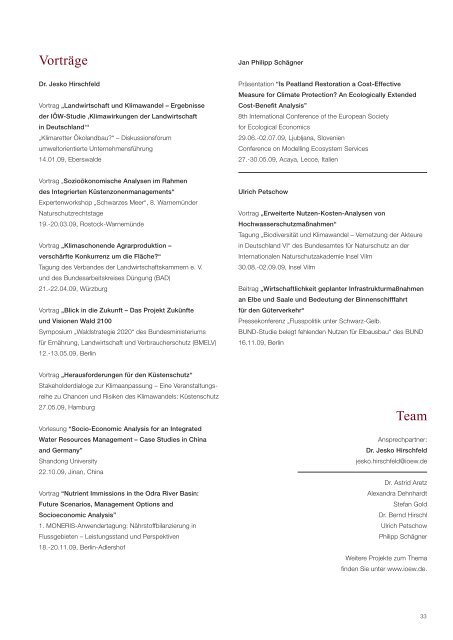 Jahresbericht 2009 - Institut für ökologische Wirtschaftsforschung