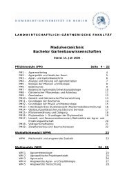 Modulverzeichnis Bachelor Agrarwissenschaften, Stand 1