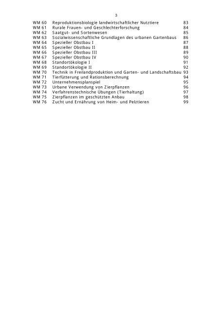 Modulverzeichnis Bachelor Agrarwissenschaften, Stand 1