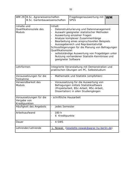 Modulverzeichnis Bachelor Agrarwissenschaften, Stand 1