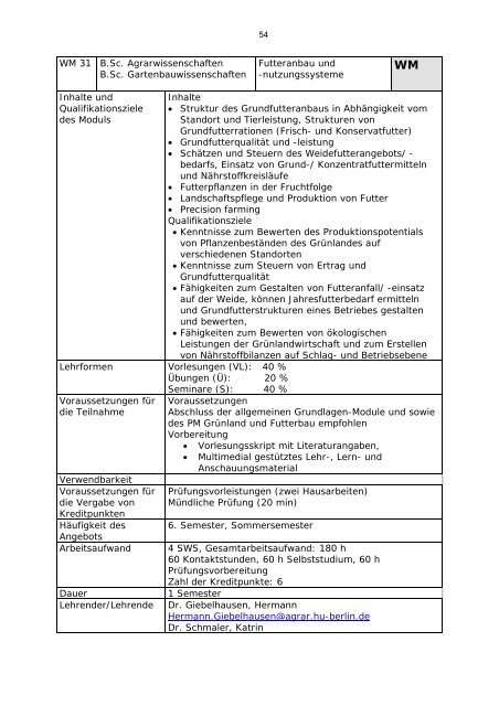 Modulverzeichnis Bachelor Agrarwissenschaften, Stand 1