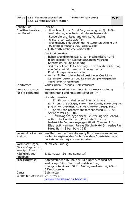 Modulverzeichnis Bachelor Agrarwissenschaften, Stand 1