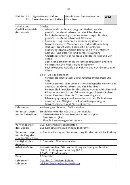 Modulverzeichnis Bachelor Agrarwissenschaften, Stand 1