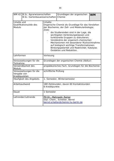 Modulverzeichnis Bachelor Agrarwissenschaften, Stand 1