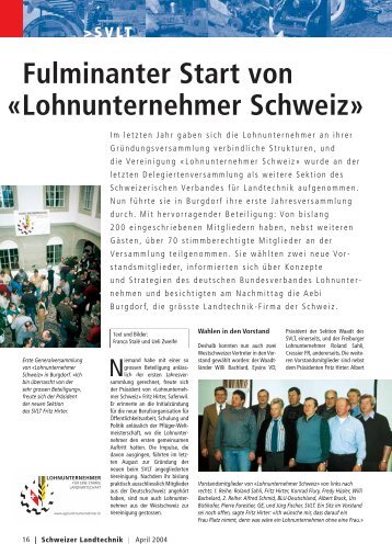 Fulminanter Start von «Lohnunternehmer Schweiz»