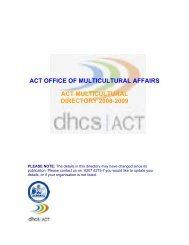 ACT Multicultural Directory 2008 August - Dhcs Act Gov Au - ACT ...