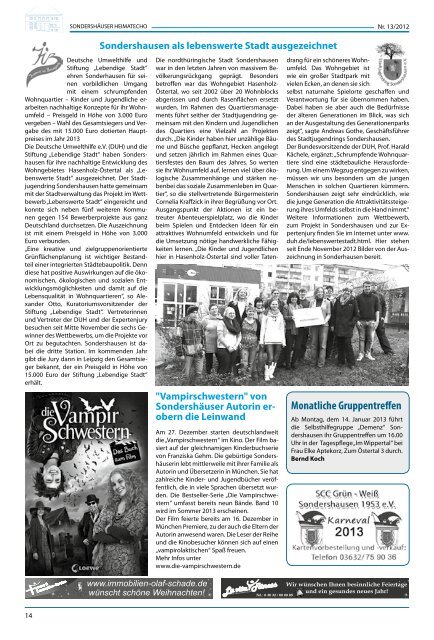 Ausgabe 13/2012 vom Mittwoch, dem 19. Dezember - Sondershausen