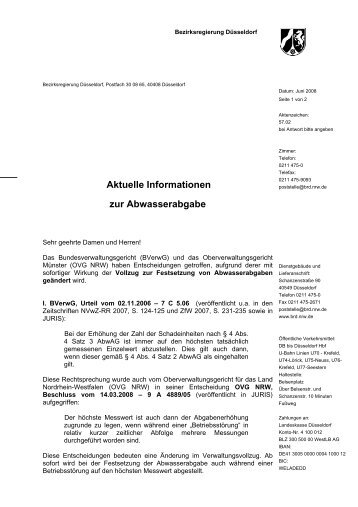 Aktuelle Informationen zur Abwasserabgabe - Bezirksregierung ...