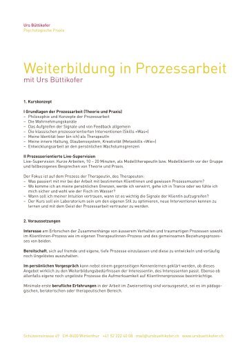 Weiterbildung in Prozessarbeit - Urs Büttikofer