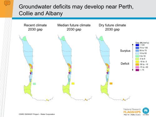 South-west Western Australia Sustainable Yields Project, Water